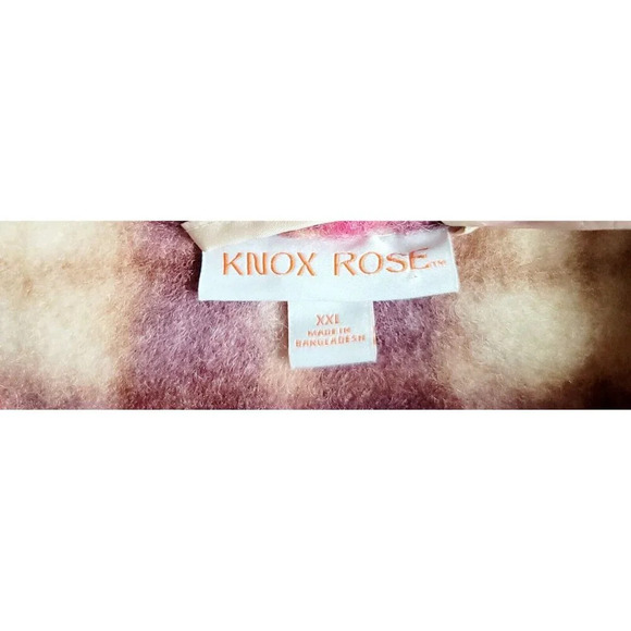 Knox Rose Plaid Faux Fur Multi Color Pink Beige Curly Unlined Jacket Coat 2X XXL - Picture 13 of 15